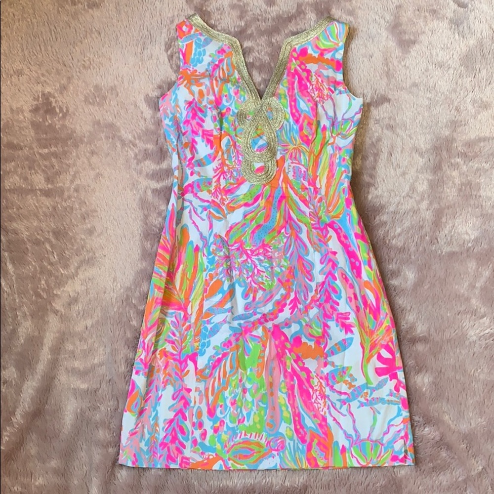 Lily Pulitzer Shift Dress with Gold Detail